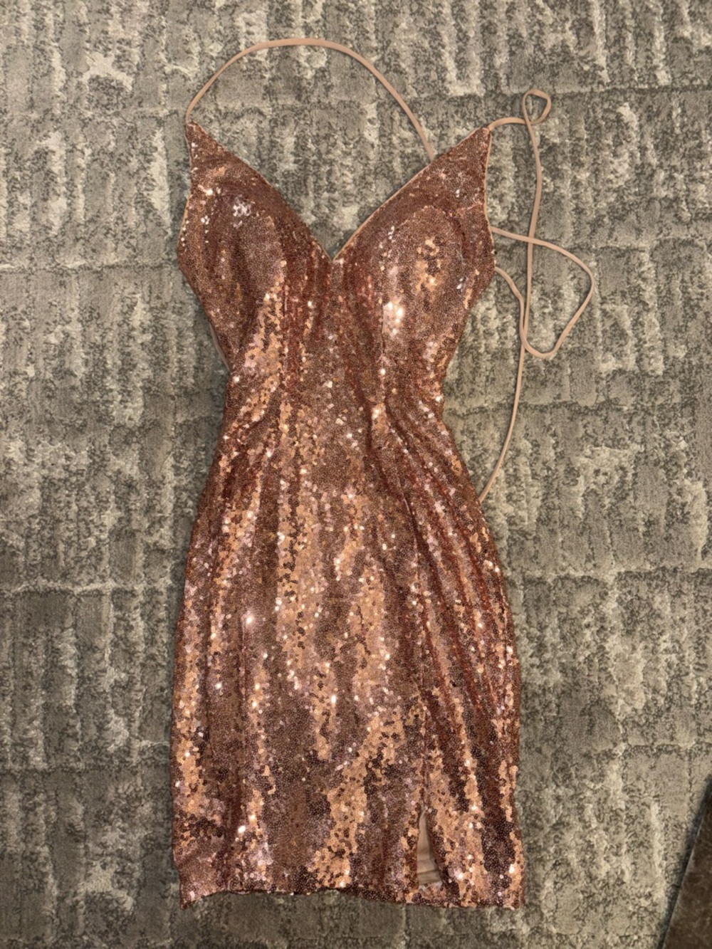 Alyce Paris Rose Gold Sequin Mini Dress